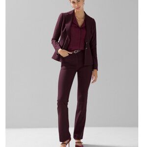 NWT - WHBM® Ines Slim Bootleg Comfort Stretch Pant, Blk/port, Size 4 - NWT